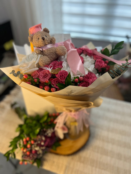 Blush Graduation Teddy Bouquet