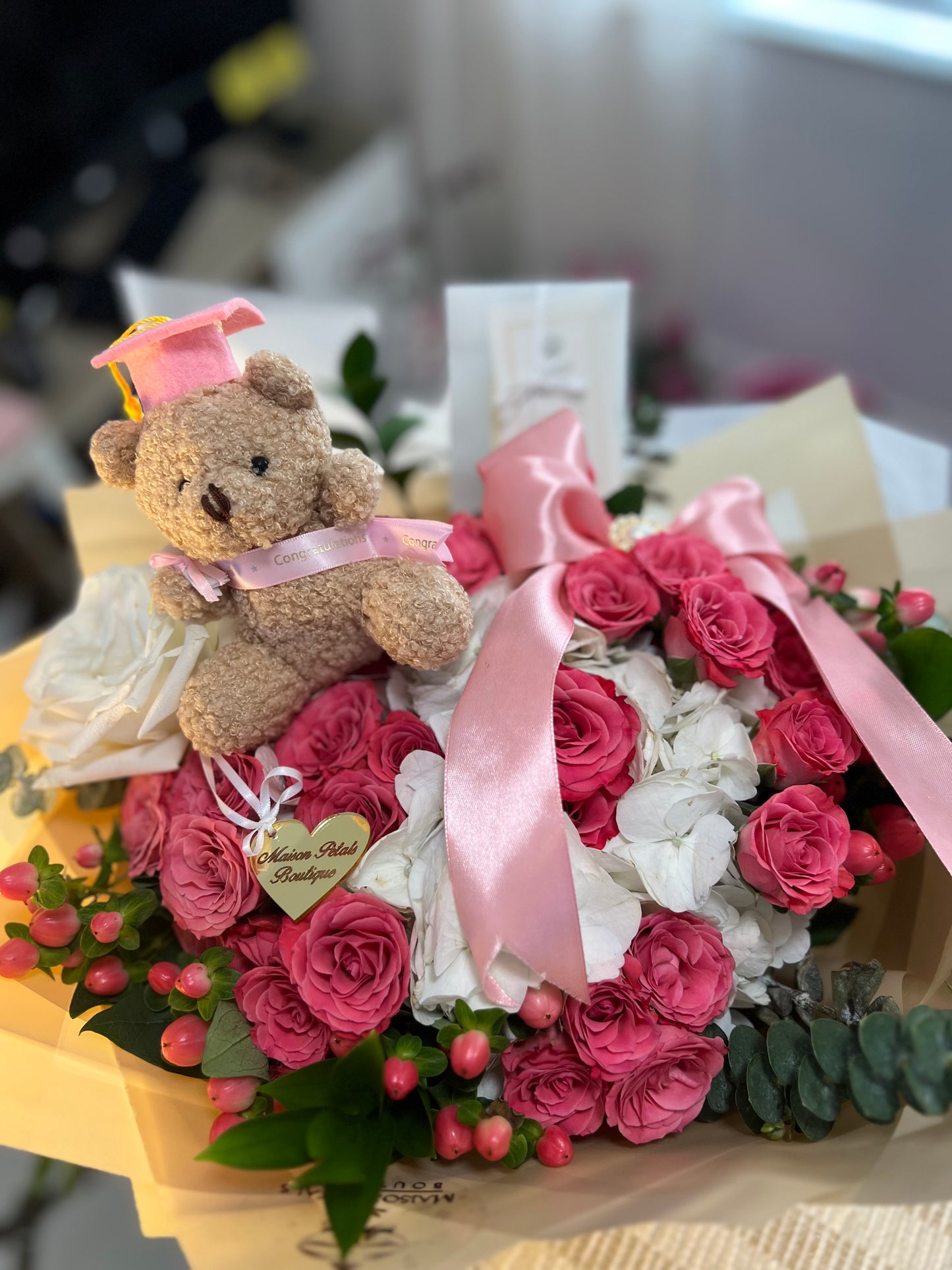 Blush Graduation Teddy Bouquet
