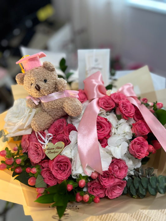 Blush Graduation Teddy Bouquet